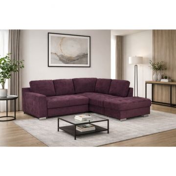 Colțar extensibil Caro, tetiere rabatabile și spătar reglabil, cadru lemn și poliuretan, 262x241 cm, diverse culori