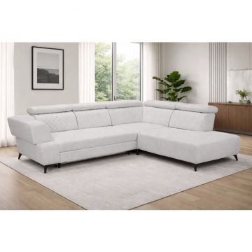 Colțar extensibil Diamante, tetiere rabatabile și spătar reglabil, cadru lemn și poliuretan, 311x257 cm, diverse culori