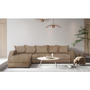 Colțar extensibil Monza cu 2 spații de depozitare și structură din lemn masiv de fag, mecanism cu șezut culisant