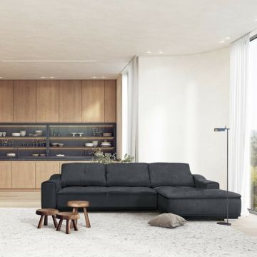 Colțar extensibil Philadelphia, ladă depozitare, arcuri sinusoidale + spumă HR, structură lemn masiv, 355x195 cm, personalizabil