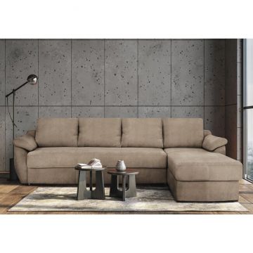 Colțar extensibil Roma, 3 locuri, ladă depozitare, lemn masiv și stofă, diverse culori