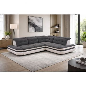 Colțar extensibil Strategos Mare, funcție sertar și tetiere rabatabile, cadru lemn și poliuretan, 316x264 cm, diverse culori