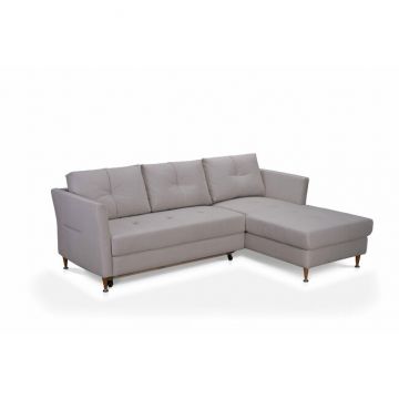 Colțar Freya extensibil, ladă depozitare, arcuri sinusoidale, 223x162x84 cm, gri