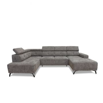 Colțar Kloe I, extensibil cu ladă depozitare și spațiu de dormit 276x85 cm, spumă poliuretanică și arcuri, 342x178x108 cm, personalizabil