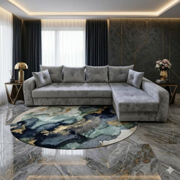 Colțar Lima Tip 2 extensibil, culoare personalizabila - 316x165 cm, cu ladă de depozitare, structură din brad și saltea cu memorie