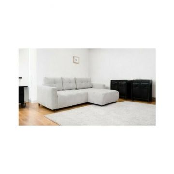 Colțar London N, extensibil cu spațiu depozitare, spumă poliuretanică și arcuri sinusoidale, stofă rezistentă, 276x172x93 cm, personalizabil