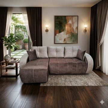 Colțar Madrid Tip 1 extensibil, culoare personalizabila - 246x150 cm, ladă depozitare, saltea cu spumă poliuretanică