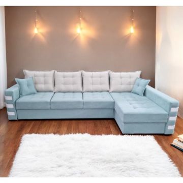 Colțar Oslo Tip 2 extensibil, cu ladă de depozitare și saltea cu memorie, 316x165 cm