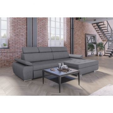 Colțar Vilde, extensibil cu ladă depozitare și brațe reglabile, spumă poliuretanică și arcuri, 294x174x103 cm, personalizabil