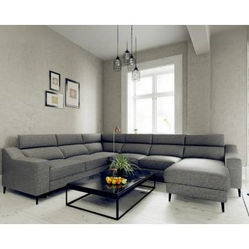 Coltar cu insulă Malibu U, spațiu generos, tapițerie premium, 145/88/93 cm, culoare personalizată