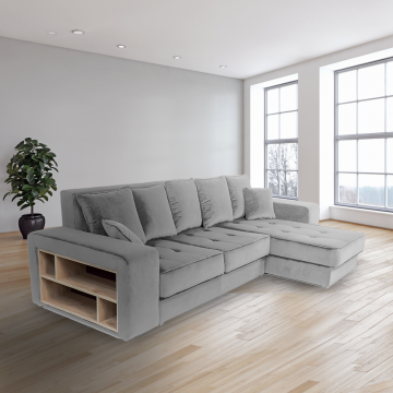 Coltar extensibil, cu raft si lada de depozitare, Atlas, Gri