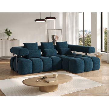 Coltar extensibil dreapta 3 locuri ELTAP, Levvi, 260x184x102 cm, lemn/poliester, albastru inchis