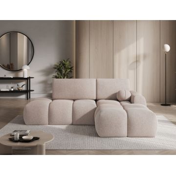 Coltar extensibil dreapta 3 locuri ELTAP, Vittario, 227x170x95 cm, lemn/poliester, maro deschis