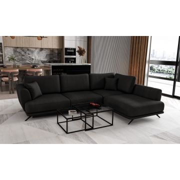 Coltar extensibil dreapta 4 locuri ELTAP, RT-10VE, Larde, 286x191x90 cm, lemn/poliester, negru