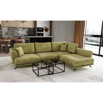 Coltar extensibil dreapta 4 locuri ELTAP, RT-33LO, Larde, 286x191x90 cm, lemn/poliester, verde