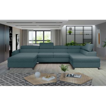 Coltar extensibil dreapta 5 locuri ELTAP, Jos-44, Josette, 370x190x98 cm, lemn/poliester, albastru