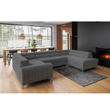 Coltar extensibil dreapta 6 locuri ELTAP, RT-04VER, Louis, 347x202x92 cm, lemn/poliester, gri