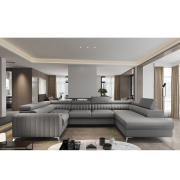 Coltar extensibil dreapta 6 locuri ELTAP, RT-05FL, Louis, 347x202x92 cm, lemn/poliester, gri inchis