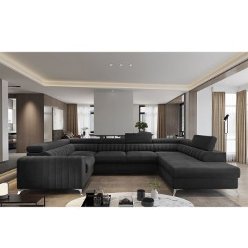 Coltar extensibil dreapta 6 locuri ELTAP, RT-06VE, Louis, 347x202x92 cm, lemn/poliester, gri antracit