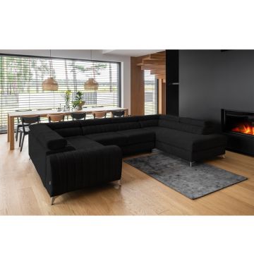 Coltar extensibil dreapta 6 locuri ELTAP, RT-10VER, Louis, 347x202x92 cm, lemn/poliester, negru