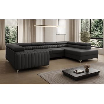 Coltar extensibil dreapta 6 locuri ELTAP, RT-11SOF, Louis, 347x202x92 cm, lemn/poliester, negru