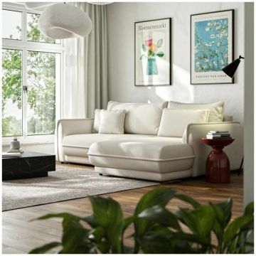 Coltar extensibil Ramaje I, ladă depozitare, tapițerie stofă premium, 267 x 181 cm