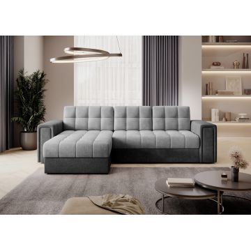 Coltar extensibil reversibil 3 locuri ELTAP, Blenvi, 260x150x82 cm, lemn/poliester, gri/gri inchis