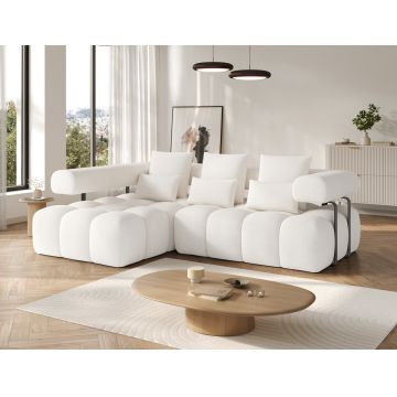 Coltar extensibil stanga 3 locuri ELTAP, Levvi, 260x184x102 cm, lemn/poliester, alb