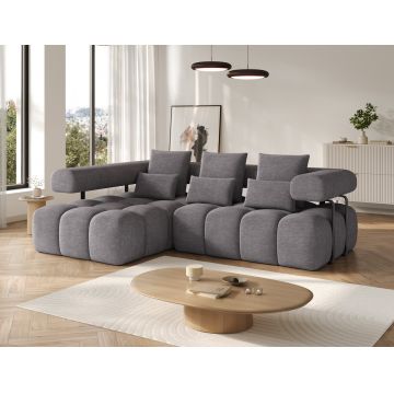 Coltar extensibil stanga 3 locuri ELTAP, Levvi, 260x184x102 cm, lemn/poliester, gri inchis