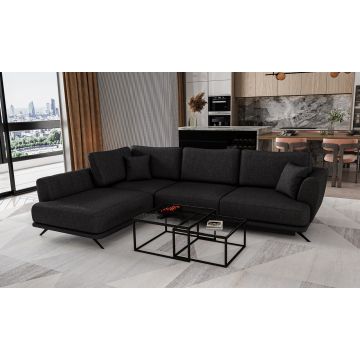 Coltar extensibil stanga 4 locuri ELTAP, LT-10VE, Larde, 286x191x90 cm, lemn/poliester, negru