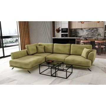 Coltar extensibil stanga 4 locuri ELTAP, LT-33LO, Larde, 286x191x90 cm, lemn/poliester, verde