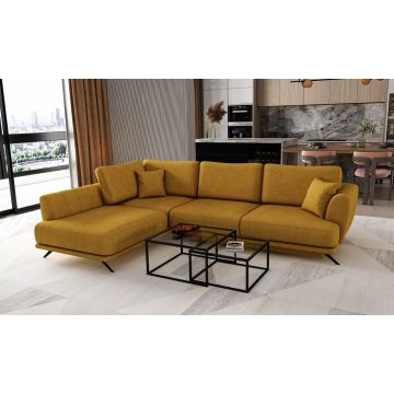 Coltar extensibil stanga 4 locuri ELTAP, LT-45GO, Larde, 286x191x90 cm, lemn/poliester, mustar