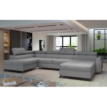 Coltar extensibil stanga 5 locuri ELTAP, Jos-10, Josette, 370x190x98 cm, lemn/poliester, gri
