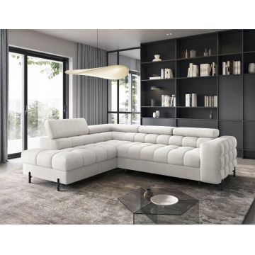 Coltar extensibil stanga 5 locuri ELTAP, LT-01AMO, Ferucce, 276x200x93 cm, lemn/poliester, alb
