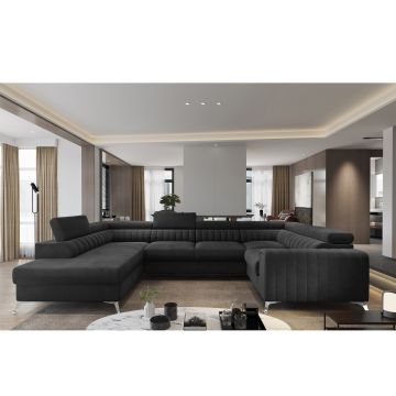 Coltar extensibil stanga 6 locuri ELTAP, LT-06VE, Louis, 347x202x92 cm, lemn/poliester, gri antracit