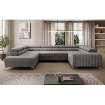 Coltar extensibil stanga 6 locuri ELTAP, LT-85MO, Louis, 347x202x92 cm, lemn/poliester, gri