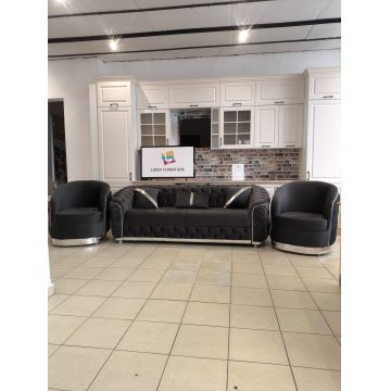 SET ALITA GRI INCHIS CU ARGINTIU CANAPEA EXTENSIBILA+2 FOTOLII