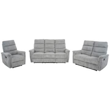 Set Canapea Și Fotolii, textil, gri deschis