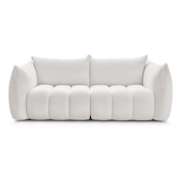 Canapea albă cu tapițerie din țesătură bouclé 234 cm Azra – Bobochic Paris