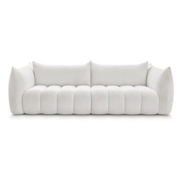 Canapea albă cu tapițerie din țesătură bouclé 286 cm Azra – Bobochic Paris