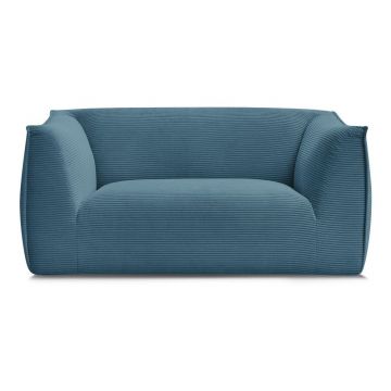 Canapea albastră cu tapițerie din catifea reiată 170 cm Giorgia – Bobochic Paris