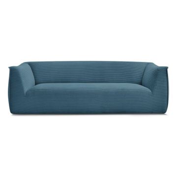 Canapea albastră cu tapițerie din catifea reiată 242 cm Giorgia – Bobochic Paris