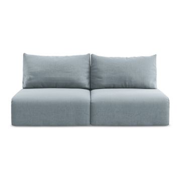 Canapea albastră extensibilă/cu spațiu de depozitare cu tapițerie din catifea 216 cm Kalena – Makamii