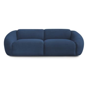 Canapea albastru-închis cu tapițerie din catifea reiată 250 cm Tina – Bobochic Paris