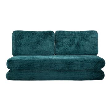 Canapea albastru-verde extensibilă cu tapițerie din țesătură bouclé 150 cm Faster – Mauro Ferretti