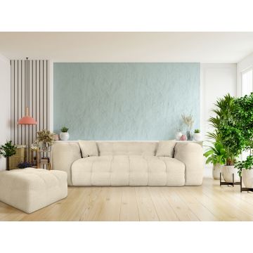 Canapea Bedora Teddy, 3 locuri, textil, ivory