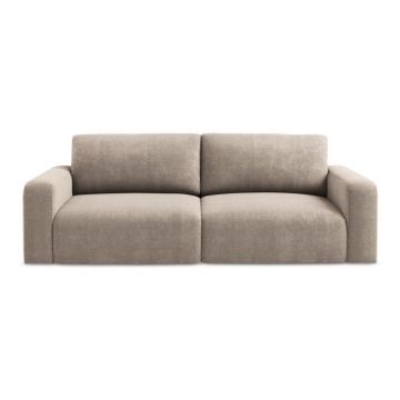 Canapea bej extensibilă/cu spațiu de depozitare cu tapițerie din chenille 252 cm Kona – Makamii