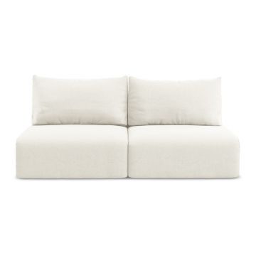 Canapea crem extensibilă/cu spațiu de depozitare cu tapițerie din catifea 216 cm Kalena – Makamii