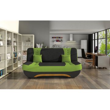 Canapea extensibila 3 locuri ELTAP, Ewa II, 189x90x88 cm, lemn/poliester, negru/verde deschis