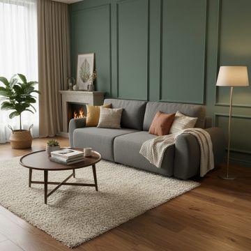 Canapea extensibila 3 locuri, Hungie, Gri, 250x92x89 cm